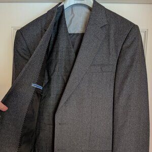 NWOT Lutwyche Savile Row 3-Piece Gray Flannel Wool Full Canvas Suit England 42L